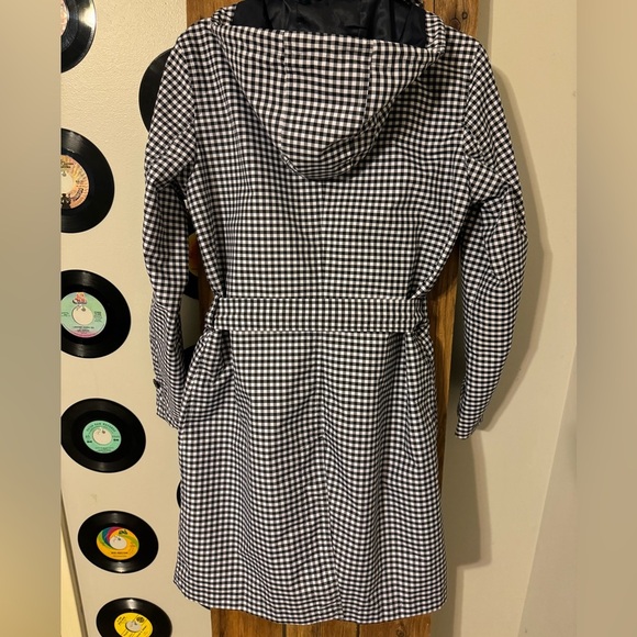 LANDS END black & white belted check jacket w/ hood sz small - Picture 3 of 3